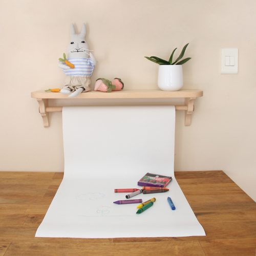 Beech wood drawing paper dispenser shelf for kids room
