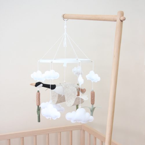 Flying goose and reeds felt baby mobile
