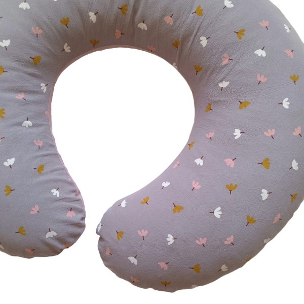 Feeding Pillow - Blossoms on Grey + Lilac-Blush