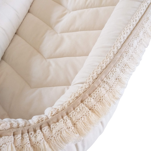 Babynest - Unbleached Cotton + Macrame fringe trim