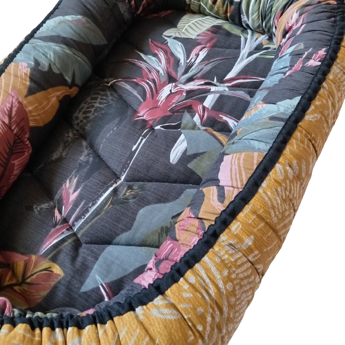 Babynest - Midnight Safari + Patterns on Mustard + Black Trim