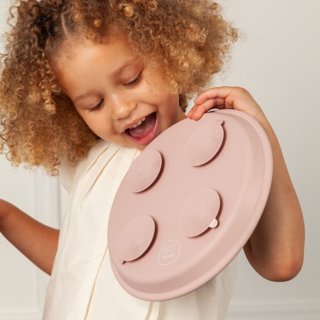 Stainless steel suction plate for babies and toddlers with non-slip silicone base by Junary