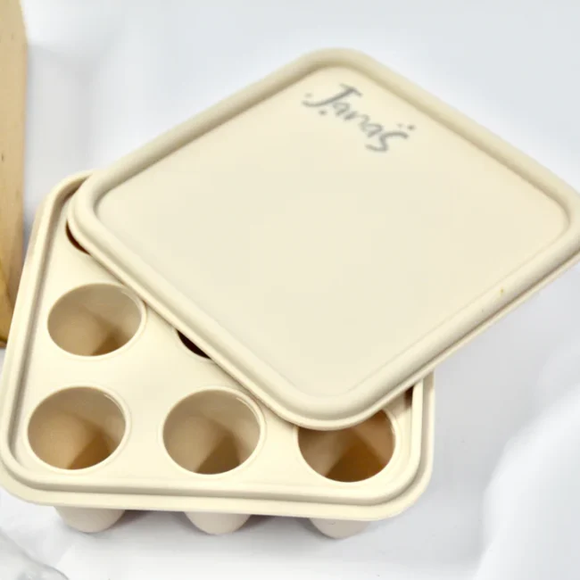 Silicone Baby Fruit Feeder & Teether Set with Freezer Tray: Oatmilk