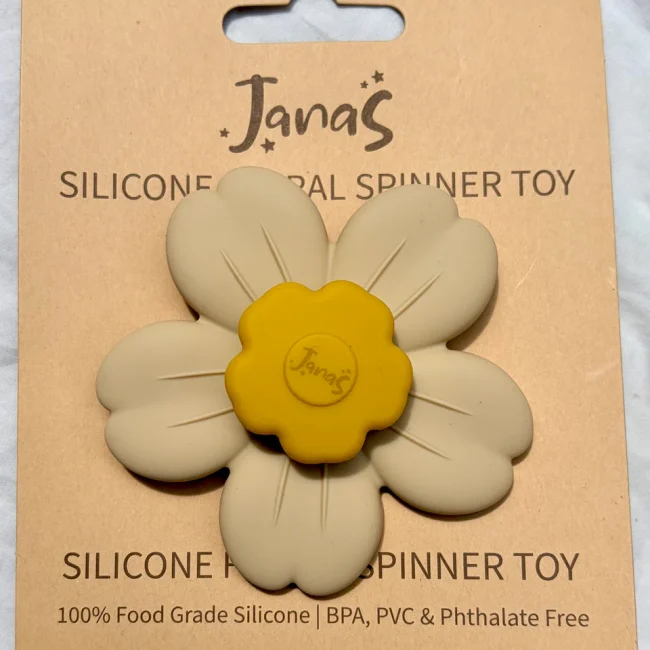 Silicone Bloom Spinner Toy - Cream and Mustard