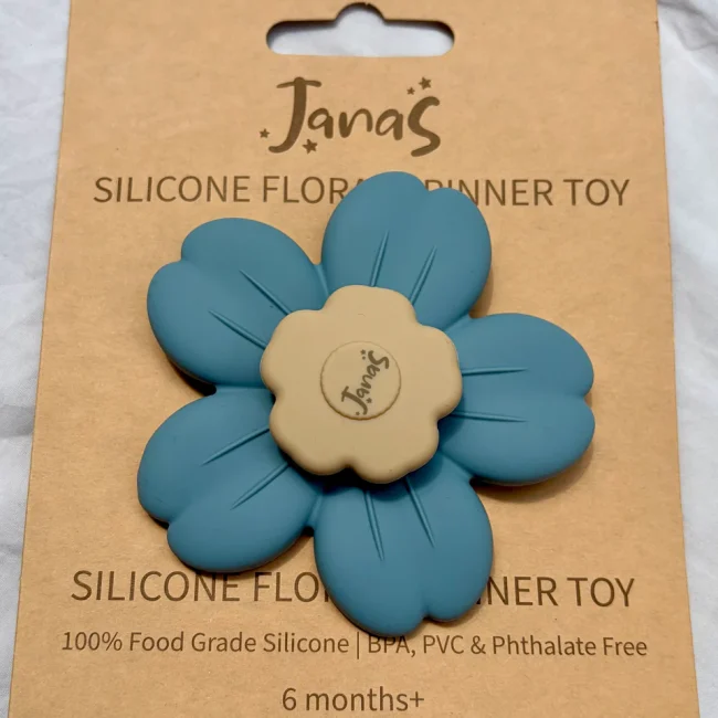 Silicone Bloom Spinner Toy - Petrol and Cream
