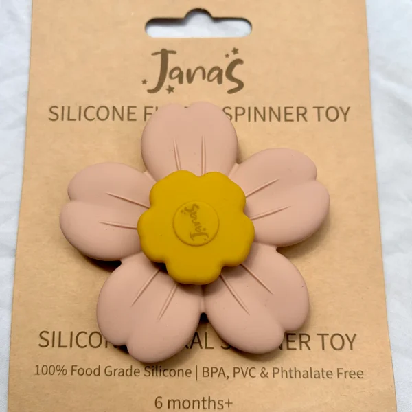 Silicone Bloom Spinner Toy: Pink and Mustard