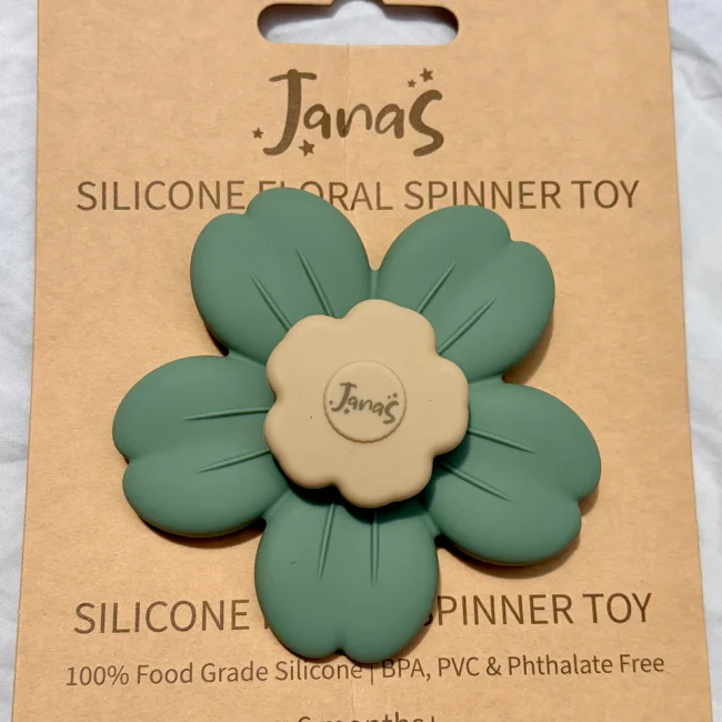 Silicone Bloom Spinner Toy - Sage and Cream