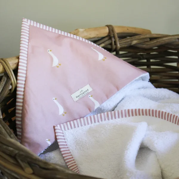 Hooded Baby Bath Towel | Ducks | Dusty Rose